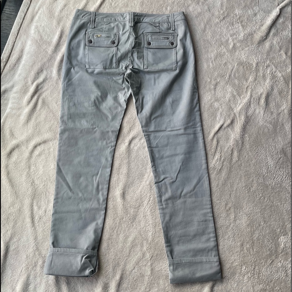 Zipper accent form fitting cargo style BCBG pants